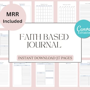 Editable Christian Prayer Journal | Faith-Based Canva Workbook A4 A5 | Bible Study Sermon Notes | Digital Devotional With MRR