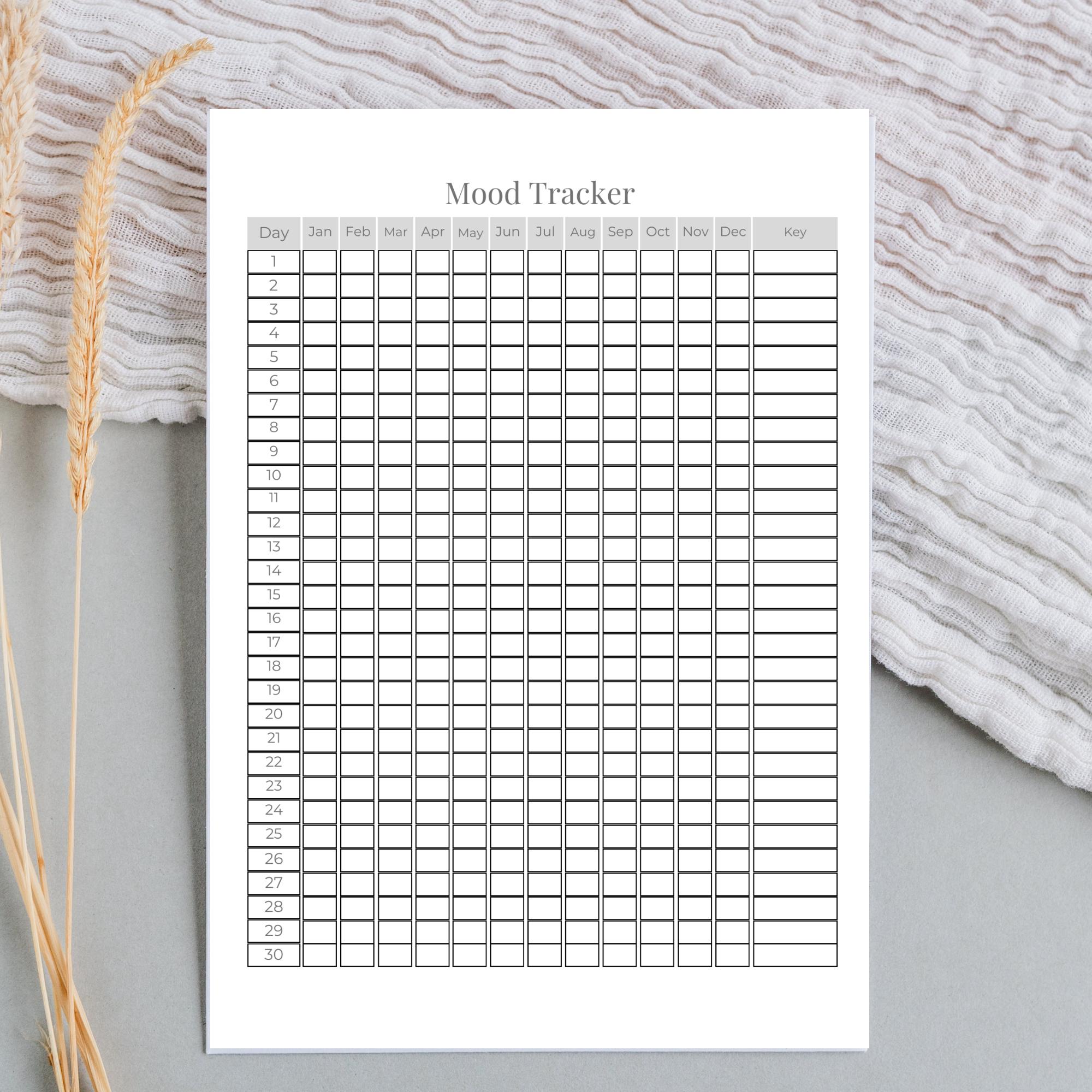 Year in Pixels Mood Tracker: Minimal Canva Emotional Tracking Template ...