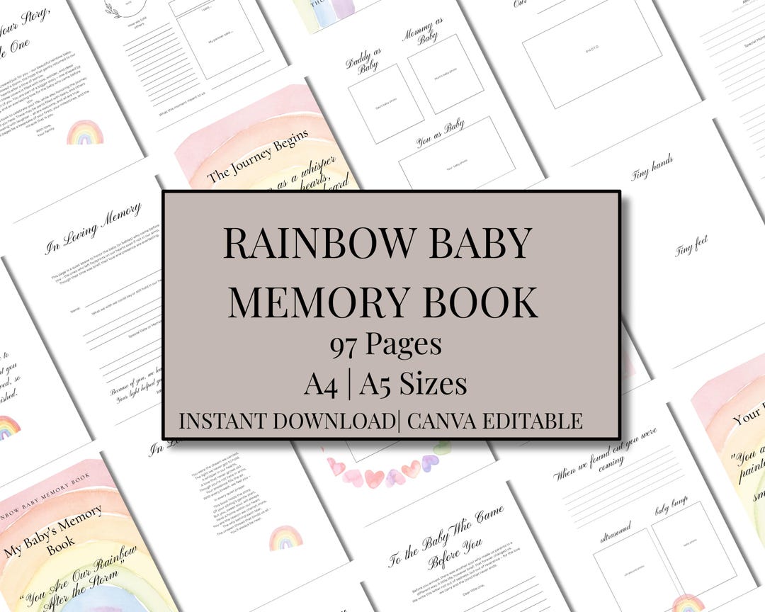 Rainbow Baby Book (A4 & A5) Printable Baby Book and Baby Milestone Book ...