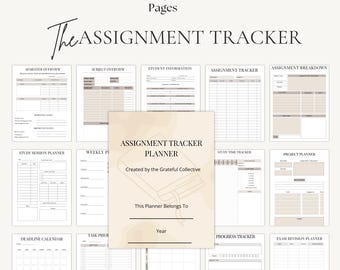 Student Assignment Tracker Workbook, Printable PDF A4, A5, Editable in Canva, Instant Download