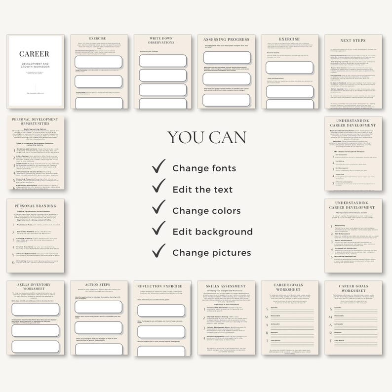 Career Planning Workbook | Personal Growth Planner | Work Life Balance | PDF A4 A5 Canva Editable