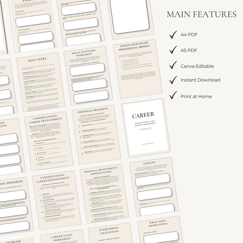Career Planning Workbook | Personal Growth Planner | Work Life Balance | PDF A4 A5 Canva Editable