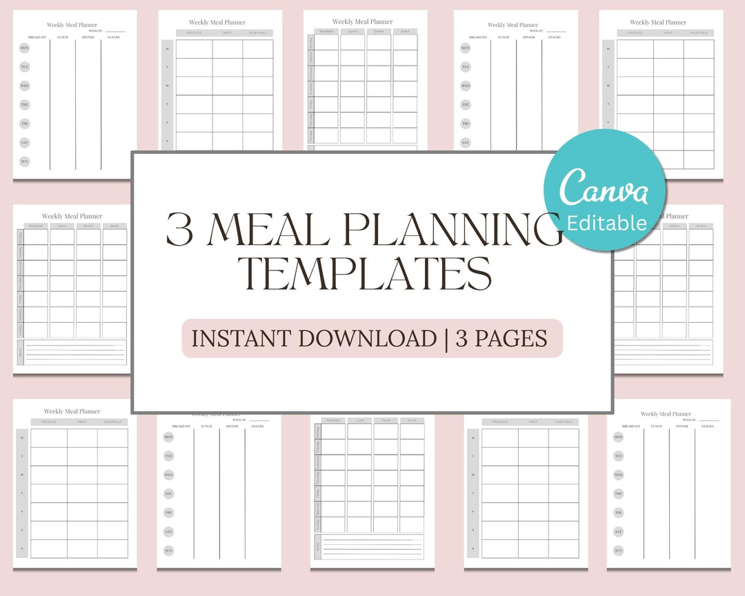Food Build Template.pdf Weekly Meal Planner Templates PDF Canva A4 A5 | Grocery List Meal Prep ...
