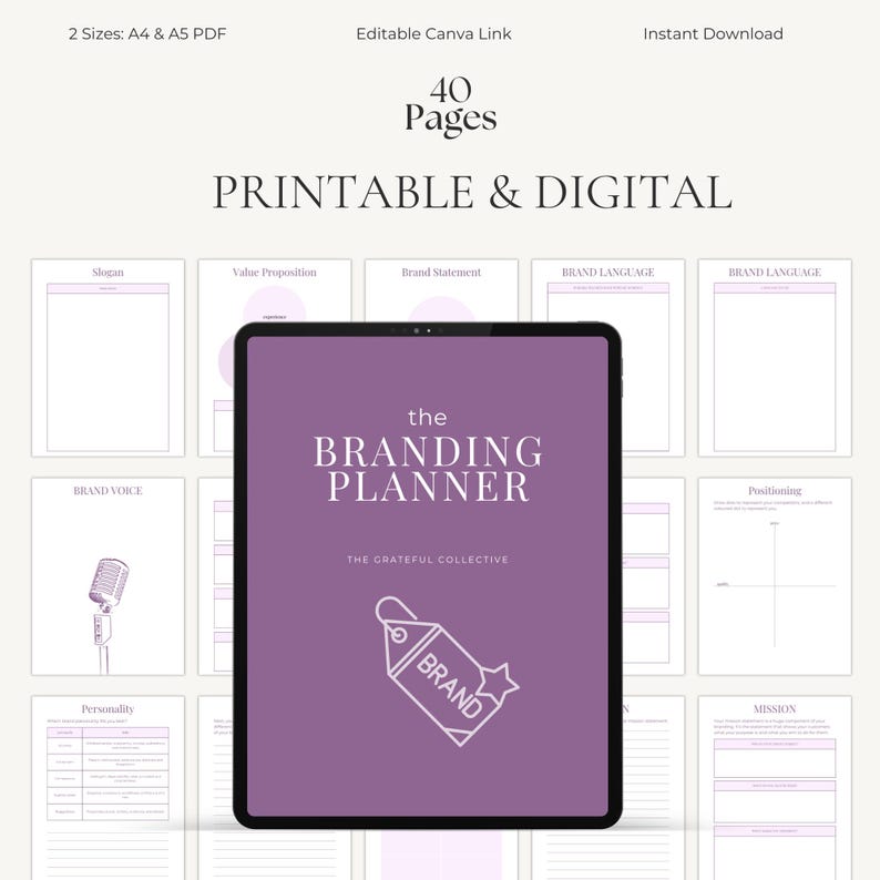 Small Business Planner | Brand Identity Kit | Business Binder | Printable PDF A4 A5 Canva Editable