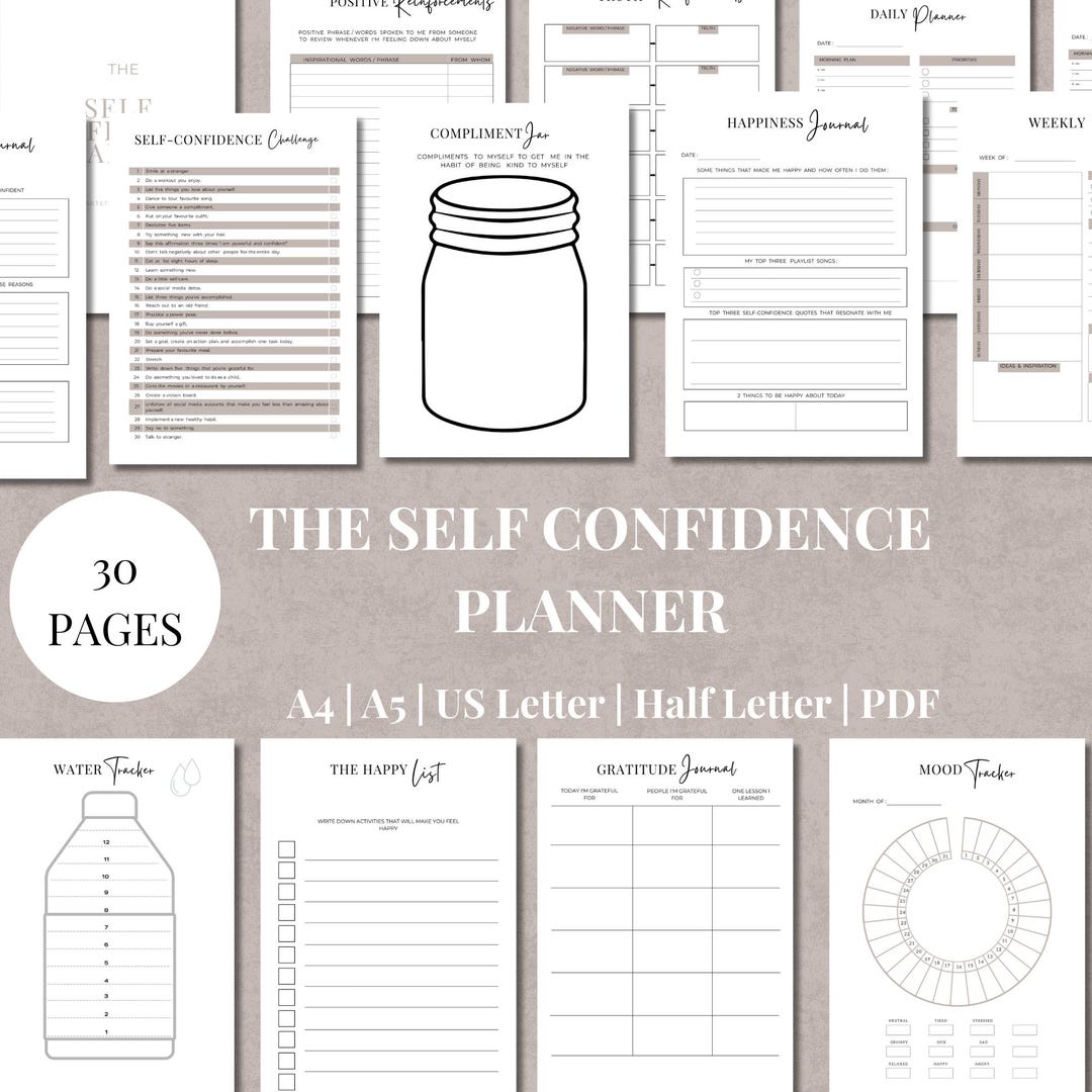 Self Confidence Planner: 30-day Challenge, Mindset Journal (PDF ...