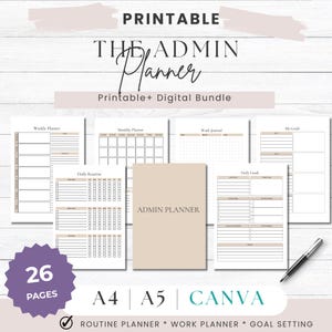 Home & Personal Life Admin Planner | Goal Setting, Planning and Routines Printable Templates | A4 A5 | Canva