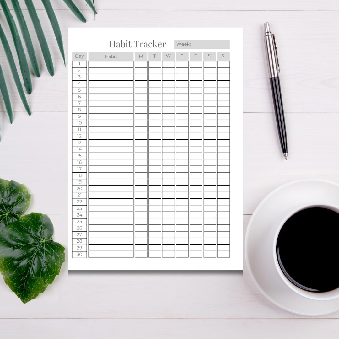 Daily Habit Tracker Printable Template | Monthly & Weekly Editable ...