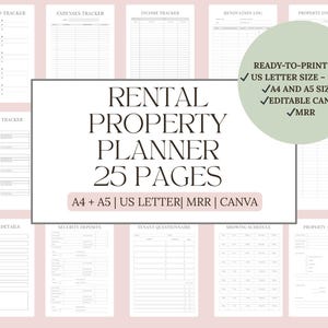 Rental Property Planner: Real Estate Landlord Tracker (Editable Canva Template, MRR)