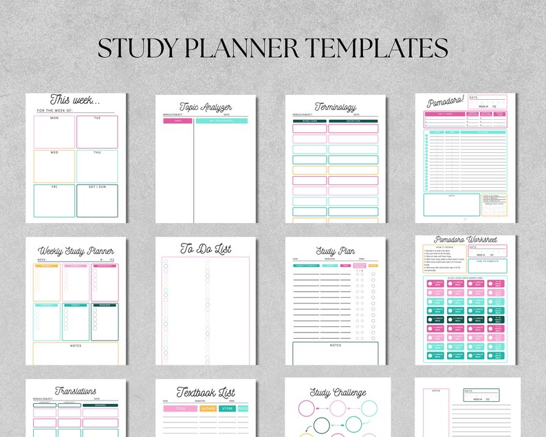 Student Study Planner Printable | Weekly Study & Assignment Tracker ...