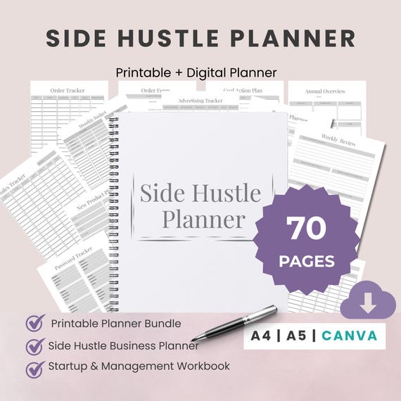 Side Hustle Planner: Startup & Business Growth Canva Workbook