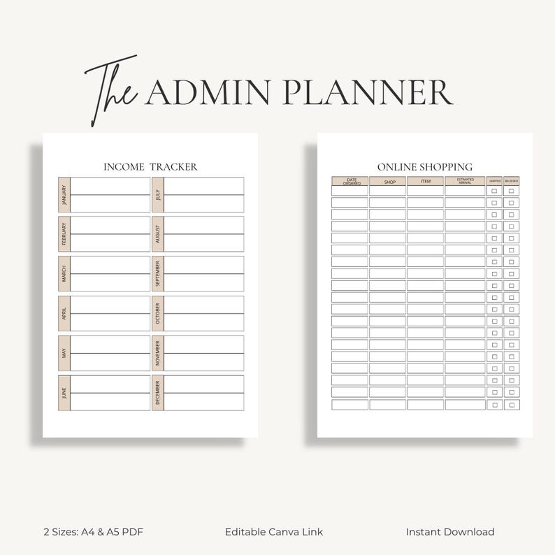 Home Management Binder | Family Command Center | Household Planner | Canva PDF