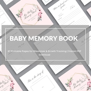 Libro de recuerdos para bebés (PDF, 87 páginas imprimibles) / Diario de hitos del bebé, libro de registro de recuerdos para nuevos padres / Descarga digital instantánea