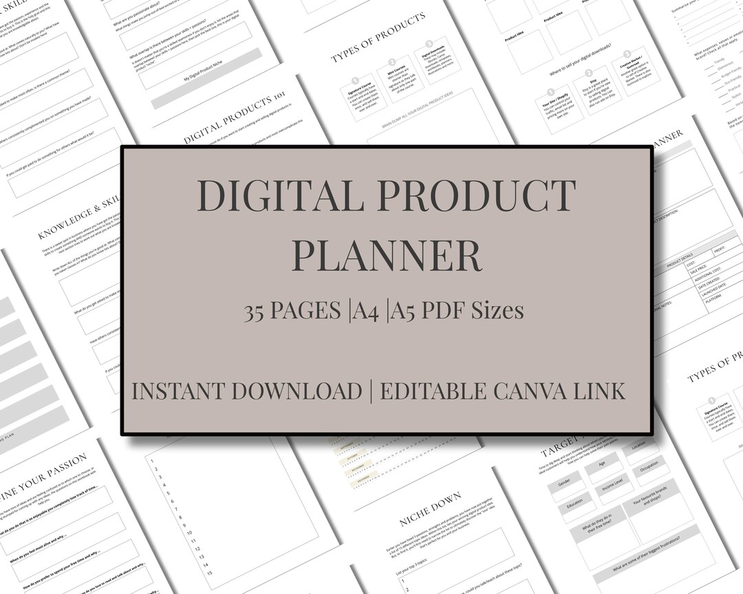 Digital Product Planner & Small Business Workbook (A4 and A5) Instant ...