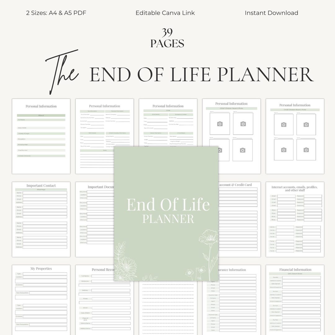 Family Emergency Binder | Legacy Planner | End of Life & Estate ...