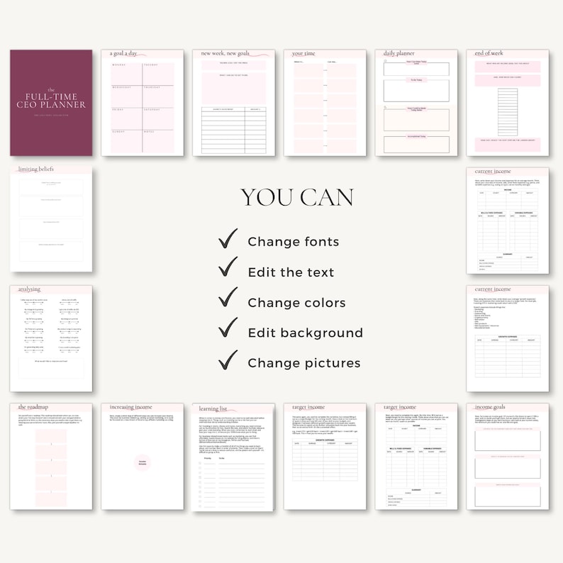 Business Owner Planner | Goal Setting Planner | CEO Mindset Workbook | Entrepreneur Templates | A4 A5 Canva