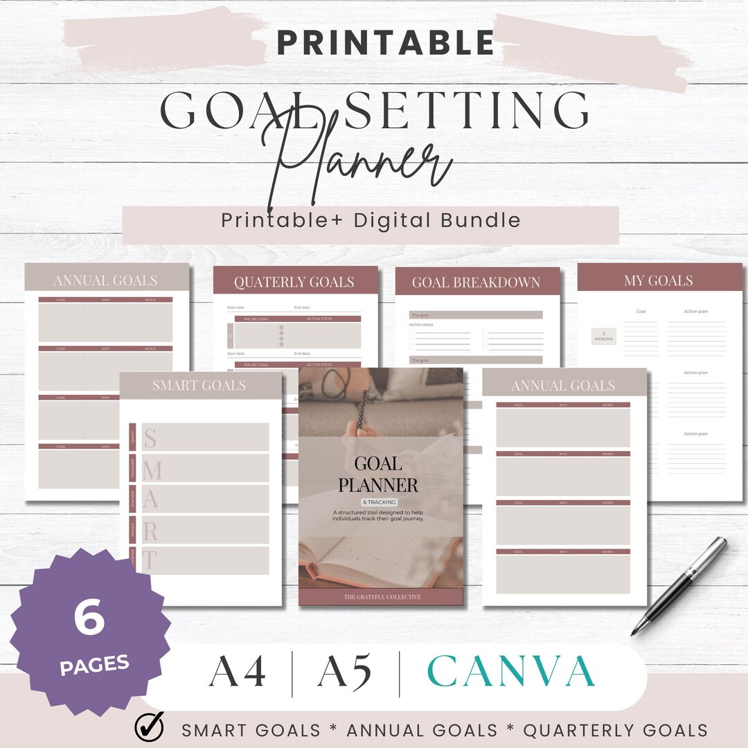 Goal Setting Workbook for Productivity | SMART Goals & Action Plan ...