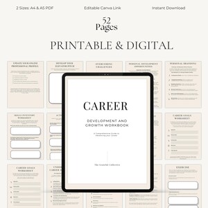 Career Planning Workbook | Personal Growth Planner | Work Life Balance | PDF A4 A5 Canva Editable