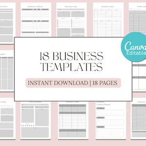 Business Templates Bundle | Editable Business Planner & Workbook | Task Tracker, Client Log, Project Tracker, Etsy Shop Kit, VA Tools