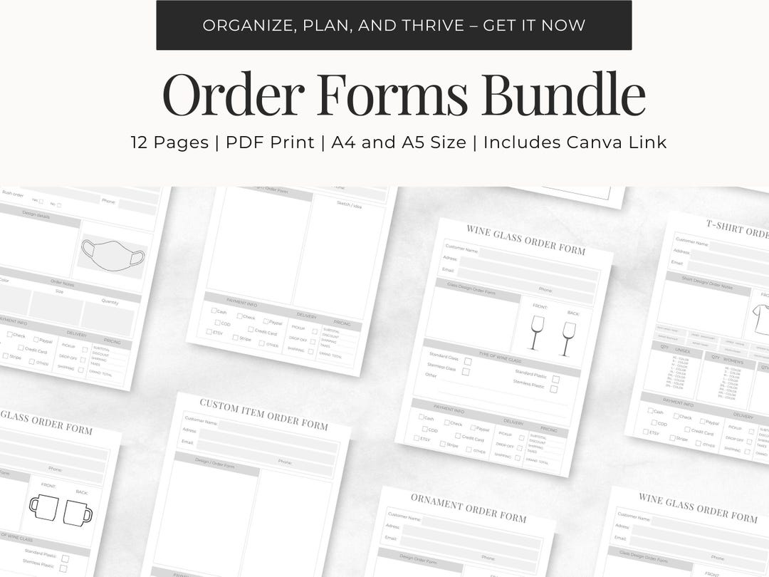 Editable A4 & A5 Order Form Bundle + Canva Link. Perfect for Small ...