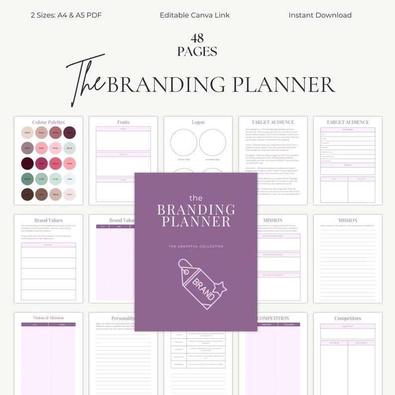 Small Business Planner | Brand Identity Kit | Business Binder | Printable PDF A4 A5 Canva Editable