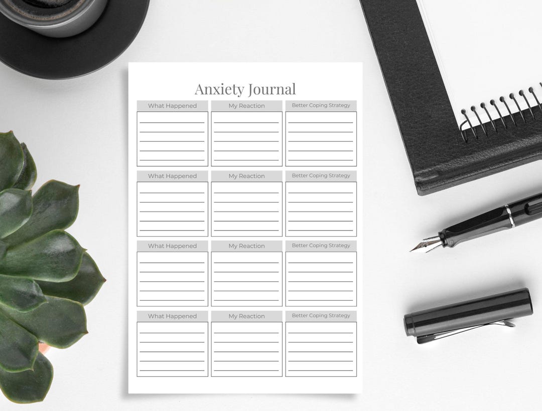 Anxiety Journal Template PDF A4 A5 Canva | One Page Mental Health ...
