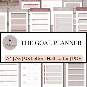 SMART Goal Planner: Vision Board & Task Tracker (PDF Download A4/A5/Letter/Half Letter)