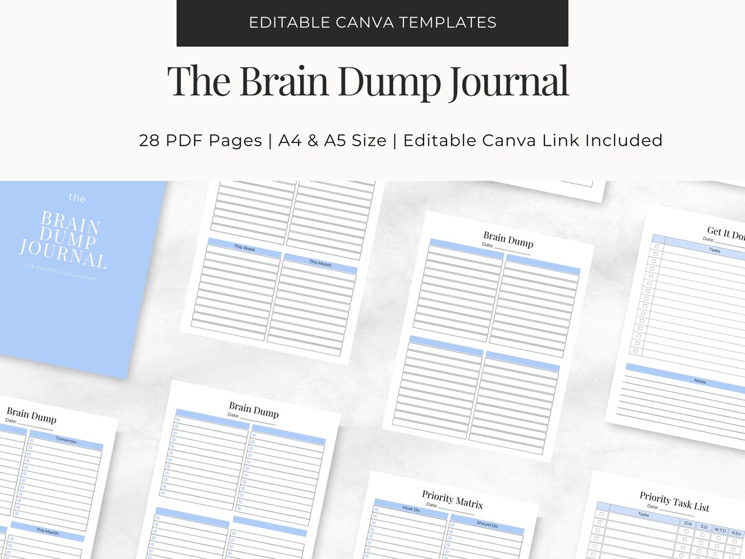 ADHD Brain Dump Planner | Printable Focus & Task Organizer | A4 A5 PDF ...