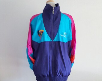 Mens Vintage Jacket . SERGIO TACCHINI 90s Shell Jacket . Tacchini Colorblock Windbreaker . 1990s Jacket