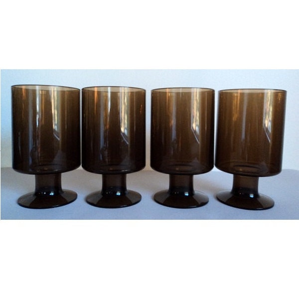 1970's Vintage Brown Acrylic Goblets / Stackable / Set of Four / Plastic