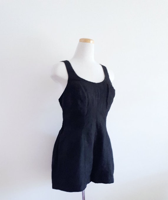 Vintage 1950s Black Swimsuit . 1950's Black Romper