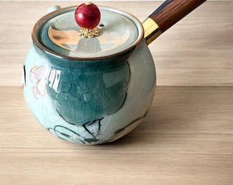 Handmade Oriental Tea Pot Gift, Ceramic Tea Set, Hand made Porcelain, Chinese Feng Shui Decor, Elegant Tea Set, Handcrafted Pottery Gift