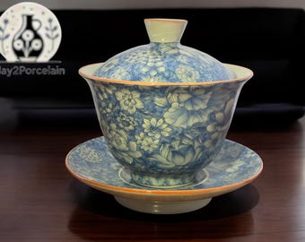 青と白の磁器の花柄ティーピッチャー/注ぎ口付きカップ - Etsy 日本