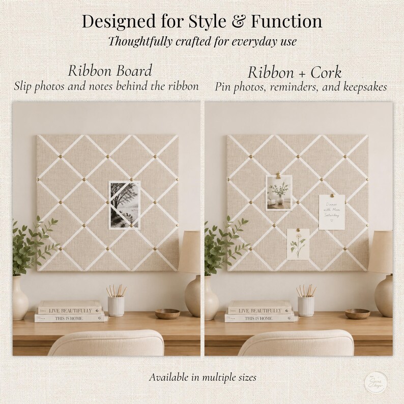 Natural Burlap French Memo Board | Farmhouse Bulletin Board | Photo Display | Kitchen Command Center | Handmade Wall Organizer image 8