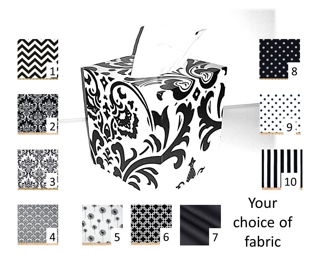 Black and White tissue box cover Your choice of size and Etsy