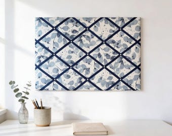 French Memo Board, Botanical Leaf Pattern | Ribbon Cork Option | Custom Size