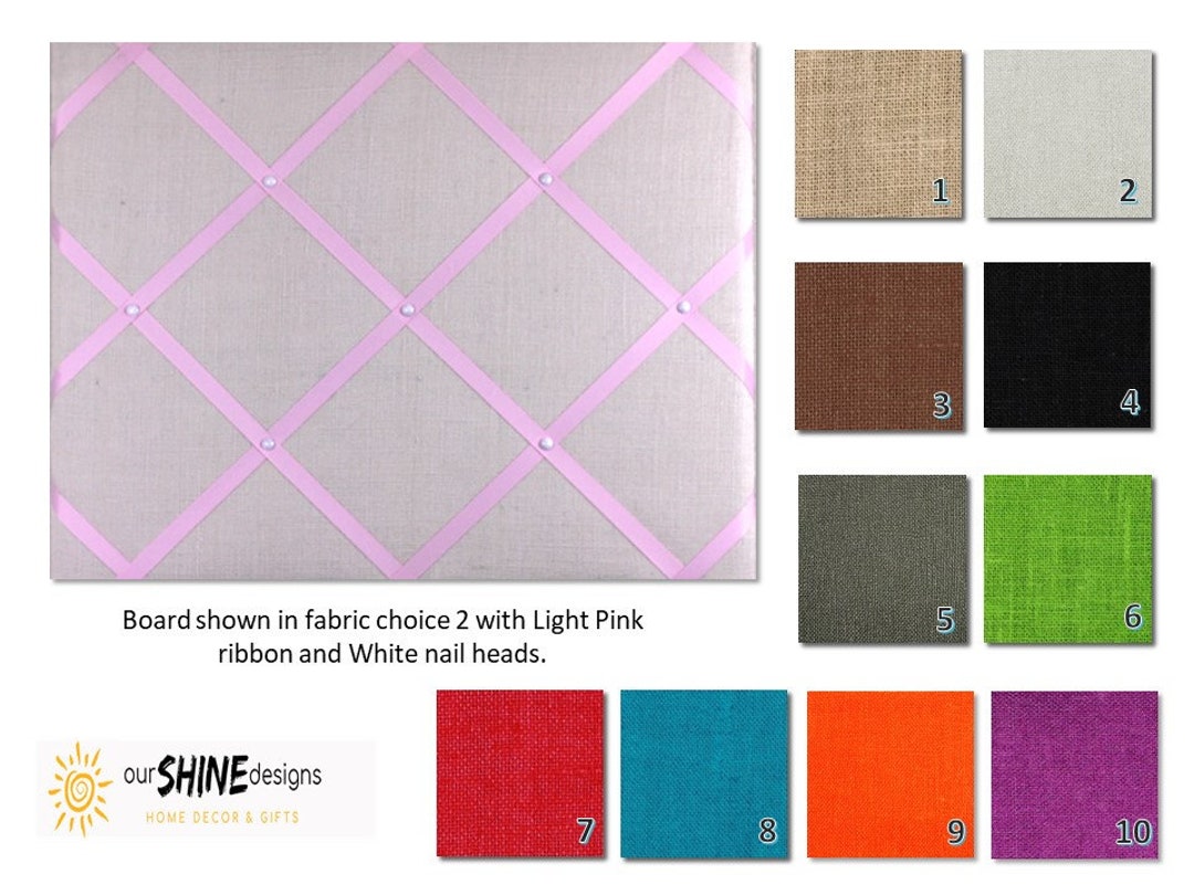 Burlap French Memo Board, Bulletin Board Your Choice of Color, Size and