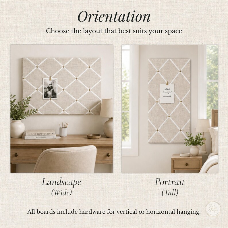 Natural Burlap French Memo Board | Farmhouse Bulletin Board | Photo Display | Kitchen Command Center | Handmade Wall Organizer image 9