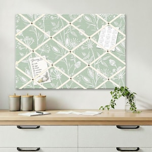 Sage Green Bulletin Board, Fabric Memo Board, Neutral Pin Board, French Memo Board, Kitchen Command Center, Wall Organizer, Custom Sizes
