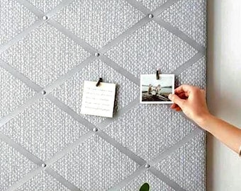 Riverbed French Memo Board, Custom Neutral Fabric | Ribbon & Cork Option | Handmade