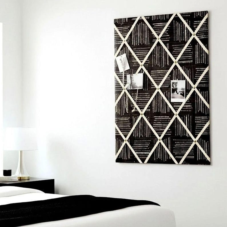 Black Memo Board, Modern Bulletin Board, French Memo Board, Fabric Cork ...