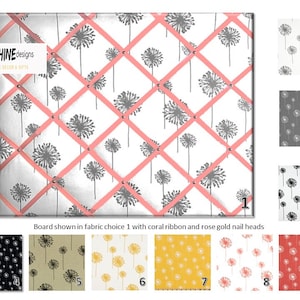 Dandelion -  French Memo Board, Bulletin Board, Cork Board - Your choice of fabric, size and style. Design your own