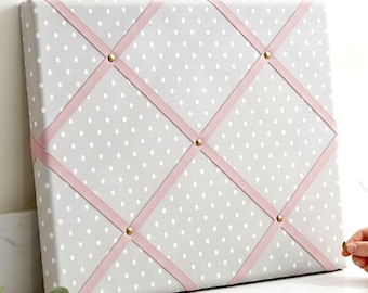 Neutral Fabric Bulletin Board, French Grey | Handcrafted Ribbon Memo | Custom Sizes