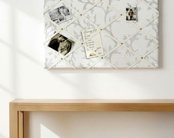 Neutral Fabric Bulletin Board, French Grey | Handcrafted Ribbon Memo | Custom Sizes