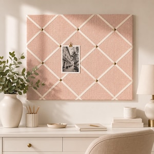 Cotton Slub Memo Board | Custom Fabric Bulletin Board | Ribbon or Cork Pin Board | Multiple Sizes