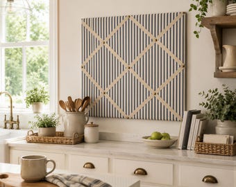 French Memo Board | Ticking Stripe Bulletin Board | Fabric Memo Board | Kitchen Command Center | Entryway Organizer | Ribbon Bulletin Board