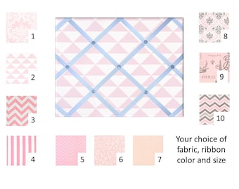 Pink or Blush -  French Memo Board, Bulletin Board, Cork Board - Your choice of fabric, size and style. Design your own