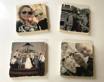 Tile Photo Coaster - Your Photo on Tile - Photo Transfer, Picture Frame, Party Decor, Wedding Decor, Wedding Favors - FREE Domestic Ship