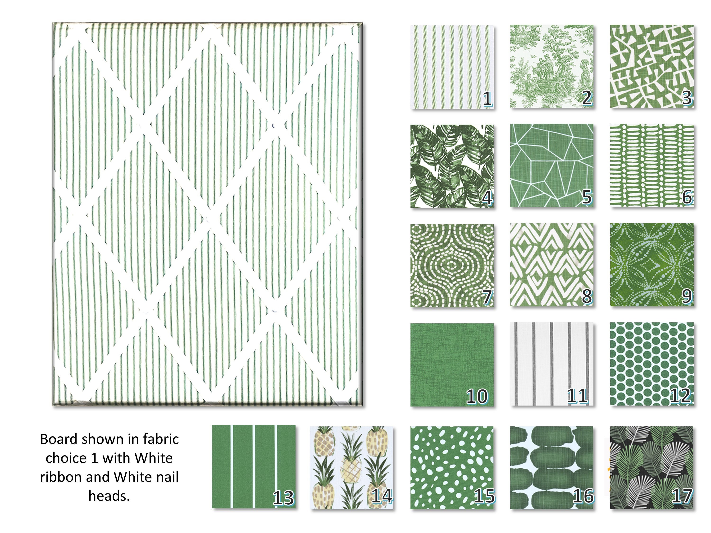 Premier Prints Pine Green Fabric -French Memo Board, Bulletin Board, Cork Board- Your choice of fabric, size and style. Design your own