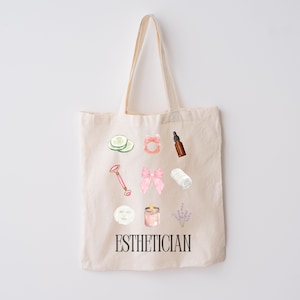 Esthetician Tote Bag Gift Spa Babe Canvas Bag Gift Cosmetologist Trendy Tote Bag School Esthetician Grad Present Coquette Esthetician Bag