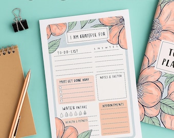 To-Do Planner Printable | Daily Organizer PDF | Floral Productivity Sheet | Wellness + Task Tracker | Instant Download